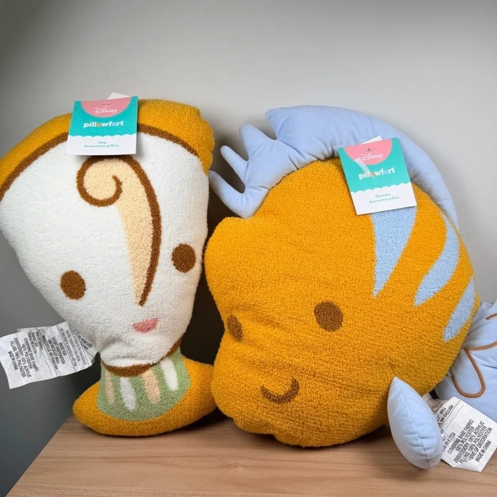 Disney Pillowfort Chip and Flounder Decorative Pillows NEW